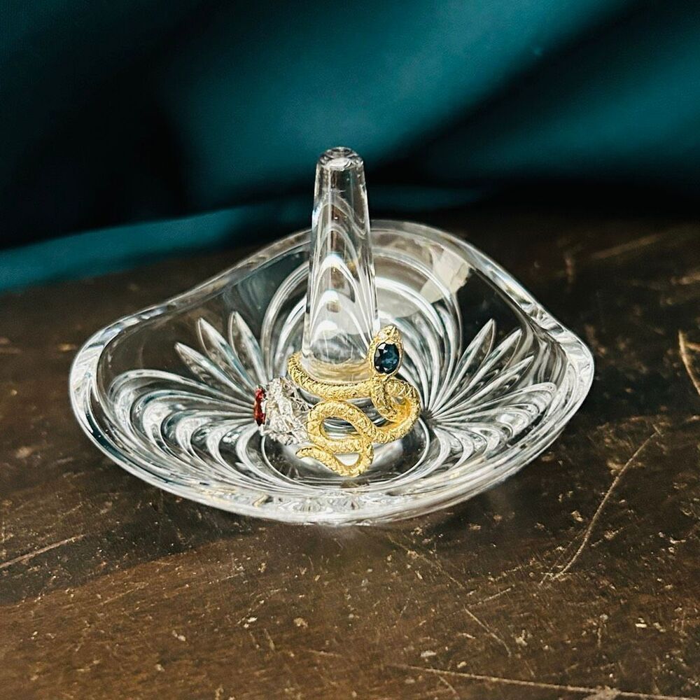 Aurea Lead Crystal Ring Holder by Royal Crystal Rock Made in Italy